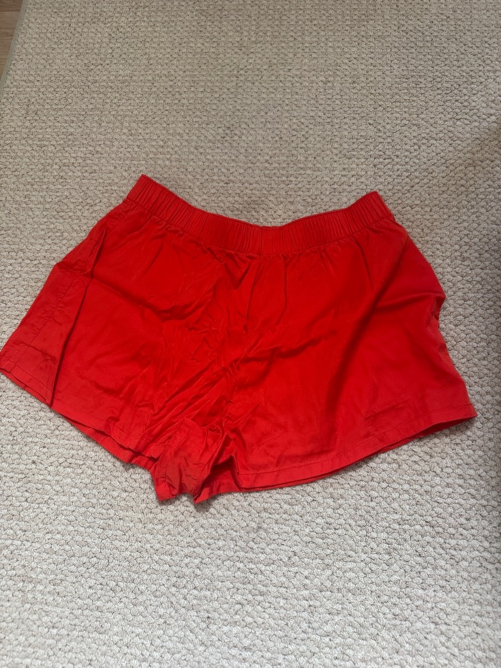 Aritzia Bright Red High-Waist Elastic Shorts